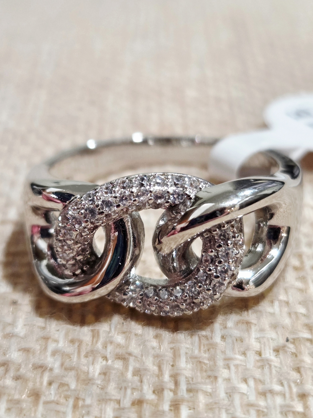 Silver Link Crystal Ring - Women Jewelry